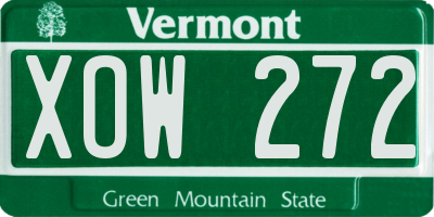 VT license plate XOW272
