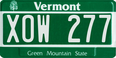 VT license plate XOW277