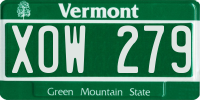 VT license plate XOW279