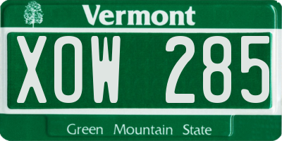 VT license plate XOW285