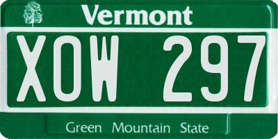 VT license plate XOW297