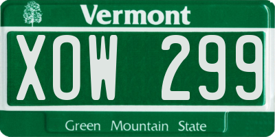 VT license plate XOW299