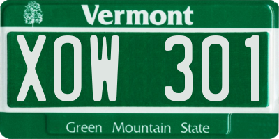 VT license plate XOW301