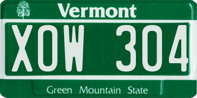 VT license plate XOW304