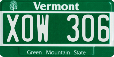 VT license plate XOW306