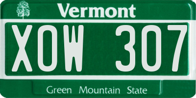 VT license plate XOW307