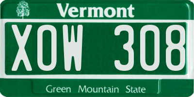 VT license plate XOW308