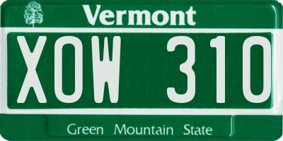 VT license plate XOW310