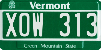 VT license plate XOW313
