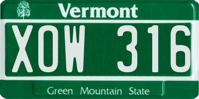 VT license plate XOW316
