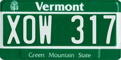 VT license plate XOW317
