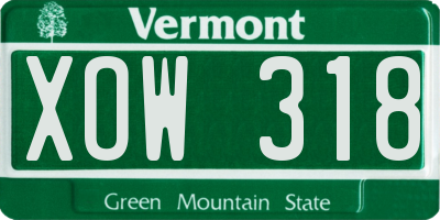 VT license plate XOW318