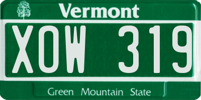 VT license plate XOW319