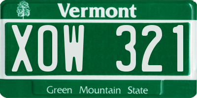 VT license plate XOW321