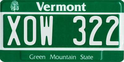VT license plate XOW322