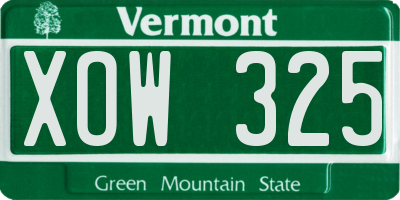 VT license plate XOW325