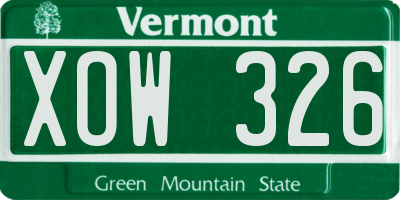 VT license plate XOW326