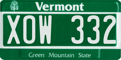 VT license plate XOW332