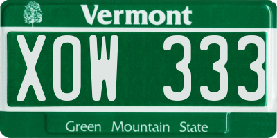 VT license plate XOW333