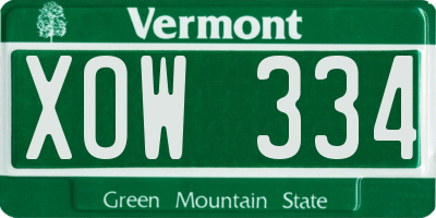 VT license plate XOW334