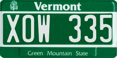 VT license plate XOW335