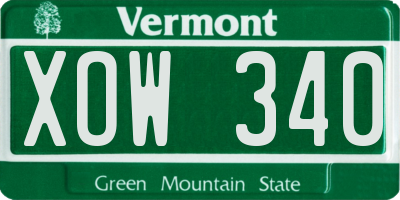 VT license plate XOW340