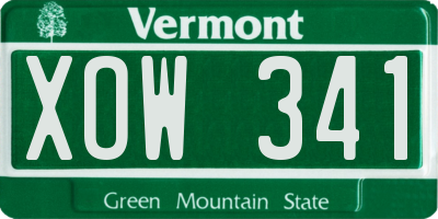 VT license plate XOW341