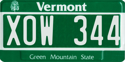VT license plate XOW344