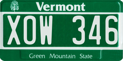 VT license plate XOW346