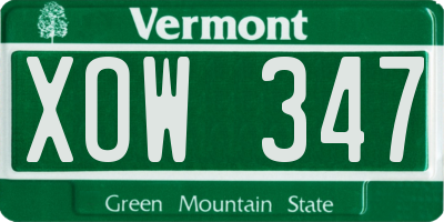 VT license plate XOW347
