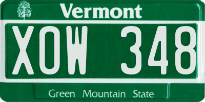 VT license plate XOW348