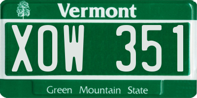 VT license plate XOW351