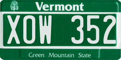VT license plate XOW352
