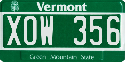 VT license plate XOW356