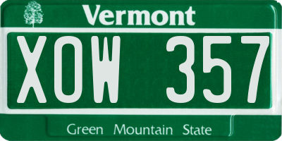 VT license plate XOW357