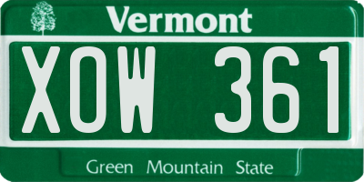 VT license plate XOW361