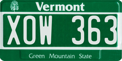 VT license plate XOW363