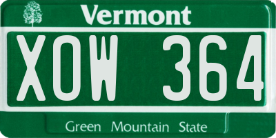 VT license plate XOW364