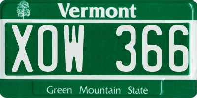 VT license plate XOW366