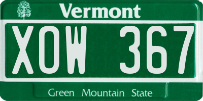VT license plate XOW367