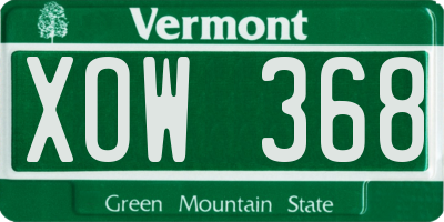 VT license plate XOW368