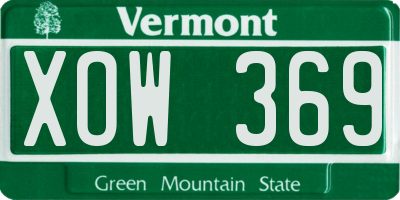VT license plate XOW369