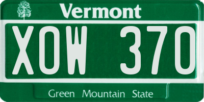 VT license plate XOW370