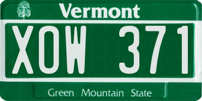 VT license plate XOW371