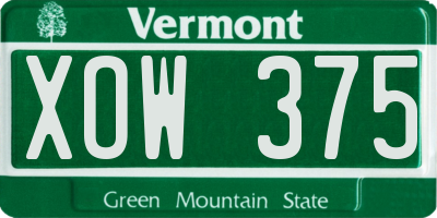 VT license plate XOW375