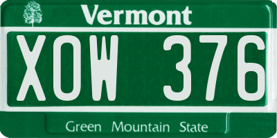 VT license plate XOW376