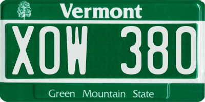 VT license plate XOW380