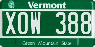 VT license plate XOW388