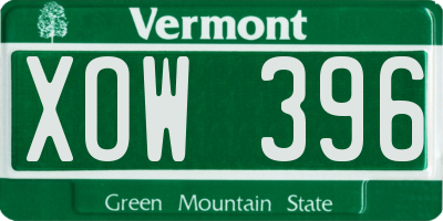 VT license plate XOW396