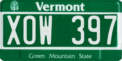VT license plate XOW397